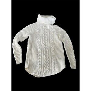 GAP Maternity cotton Fisherman Turtleneck Sweater, Chunky Cable Rib Knit, Preppy